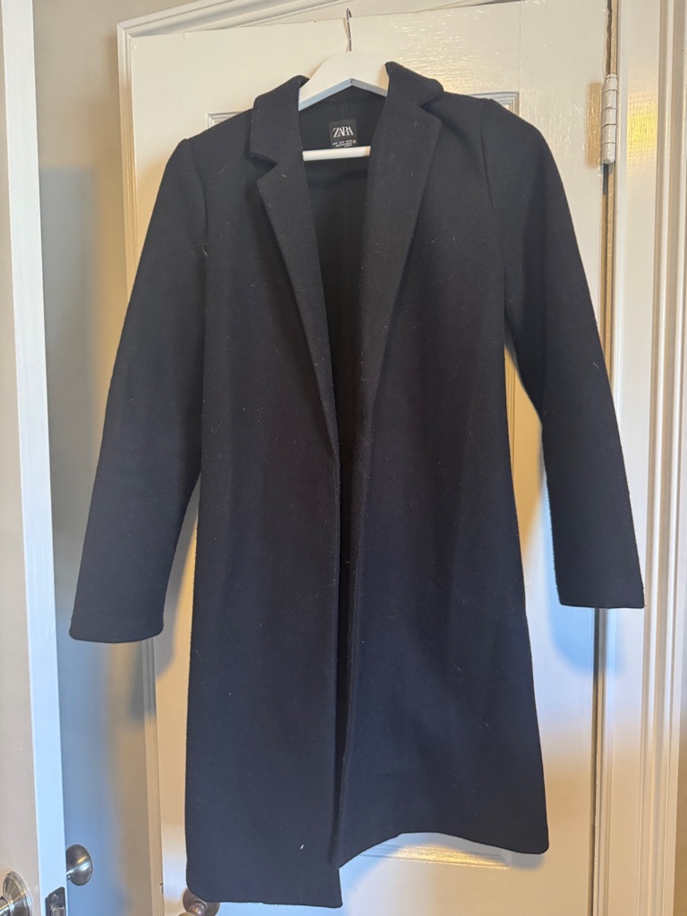Zara Black Tailored Open-Front Trench Coat